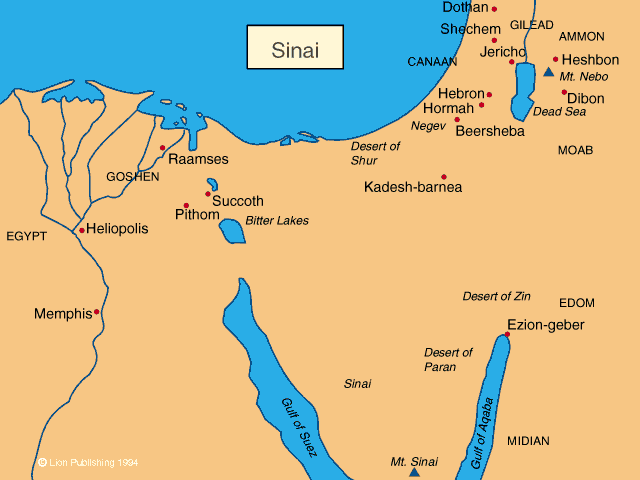 Map of the ancient Sinai Desert